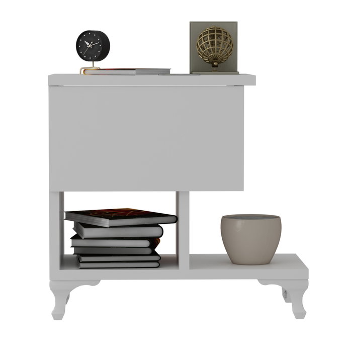 Hanah Home Mesilla de Noche Blanca 46.8cm Ancho x 46.8cm Alto x 33cm Fondo